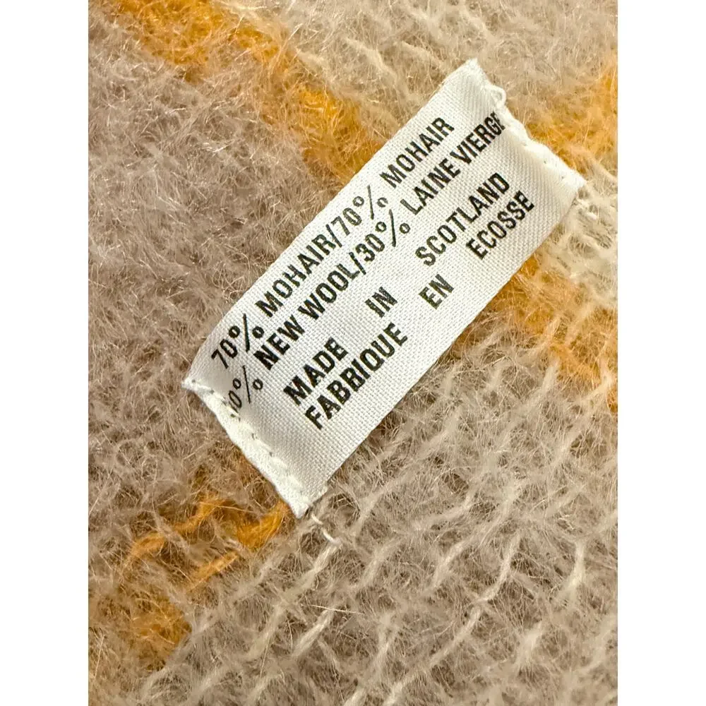 Vintage Scottish Mohair Wool Plaid Scarf Wrap 70/30 Made Scotland 66